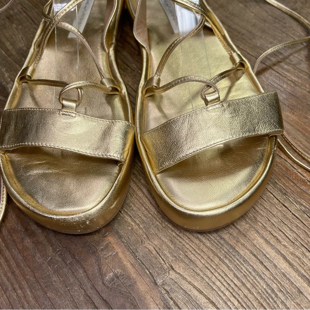 Diane Von Furstenberg Susie Metallic Gold Leather Sandal Size 9.5